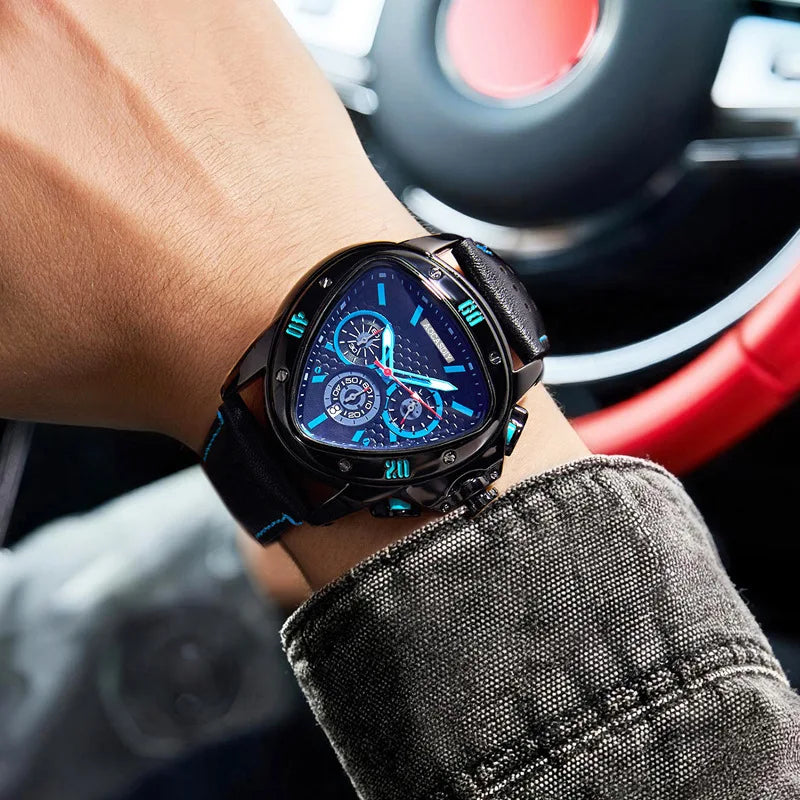 New Cool Triangle Watch Men Top Luxury Chronograph Watches Waterproof Quartz Wristwatches Gifts Relogio Masculino Drop Shipping