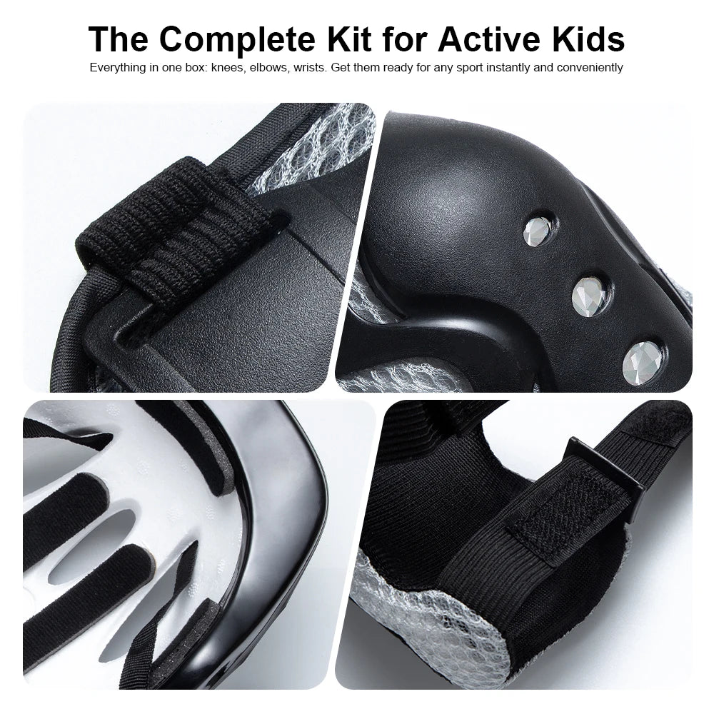7 Pcs Kids Protective Gear Set, Roller Skating Helmet & Pads for Boys and Girls, Knee Elbow Wrist Guards for Skateboard Scooter