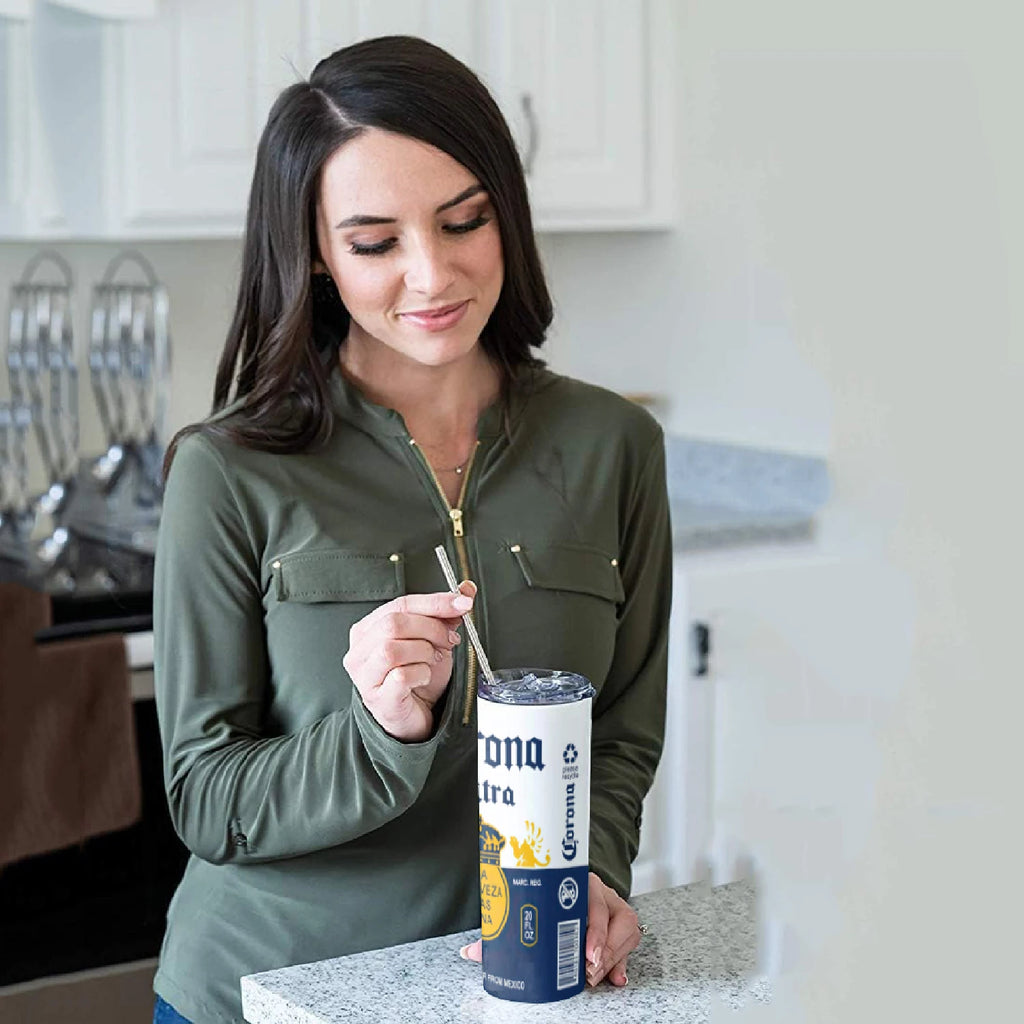 20oz Keep Hot or Cold Corona Tumblers Cup With Lid and straw Mexican Creative Extra Beer Can Stainless Steel Vacuum Water Bottle