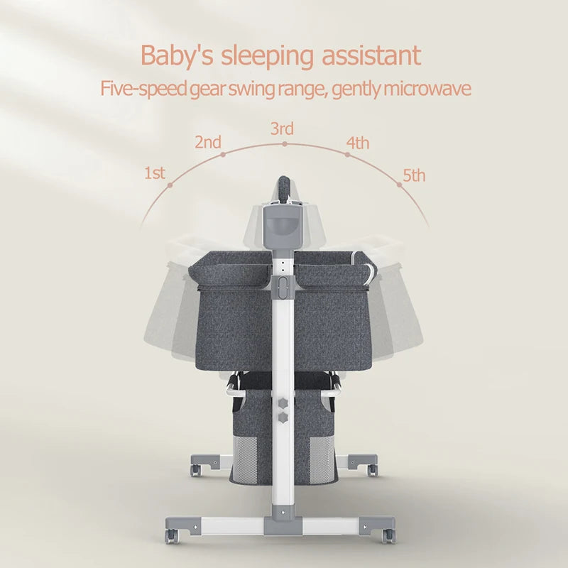 Electric Baby crib, cradle, and baby bed for newborns movable, rocking, smart, and portable crib with Mosquito Net Baby Cot