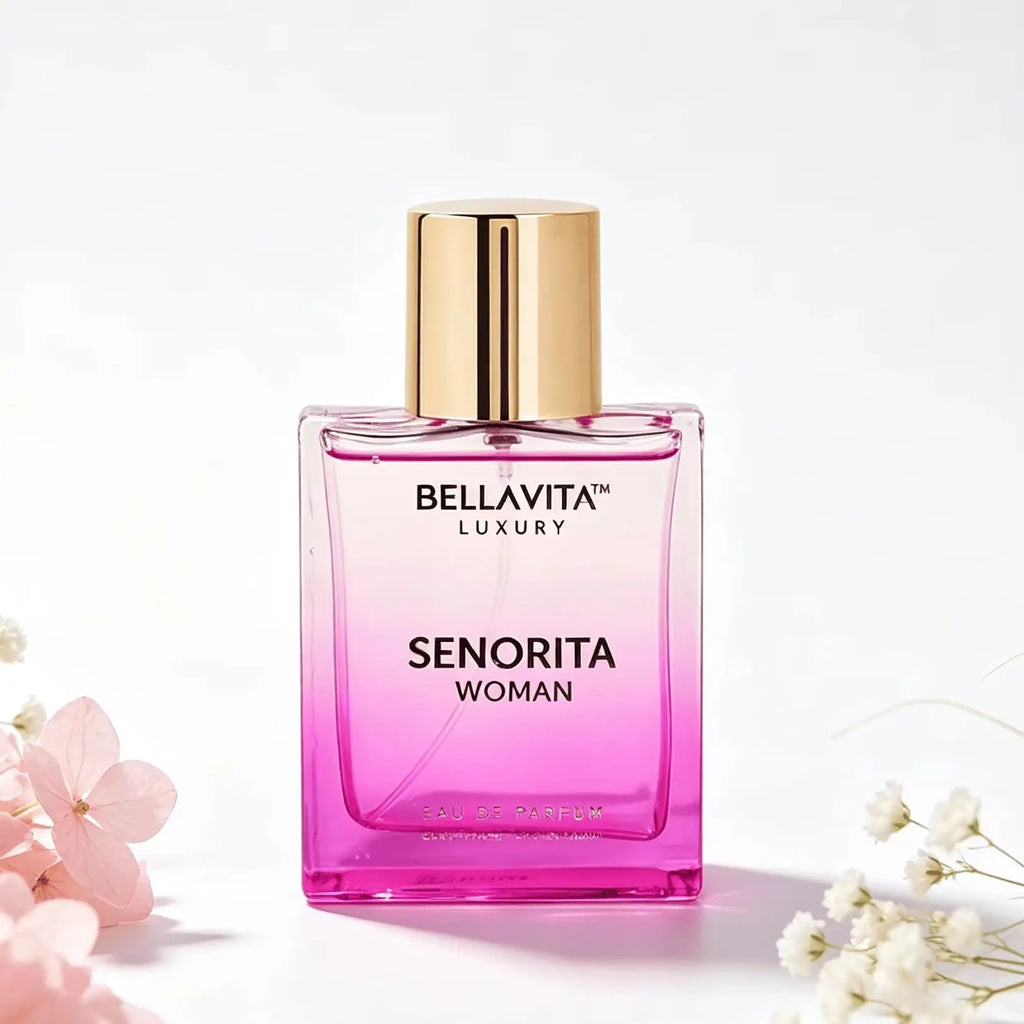 BELLAVITA LUXURY Senorita Woman 100ml Ladies EDP Spray Long Lasting Elegant Floral Cologne Pink Transparent Bottle Gift Package