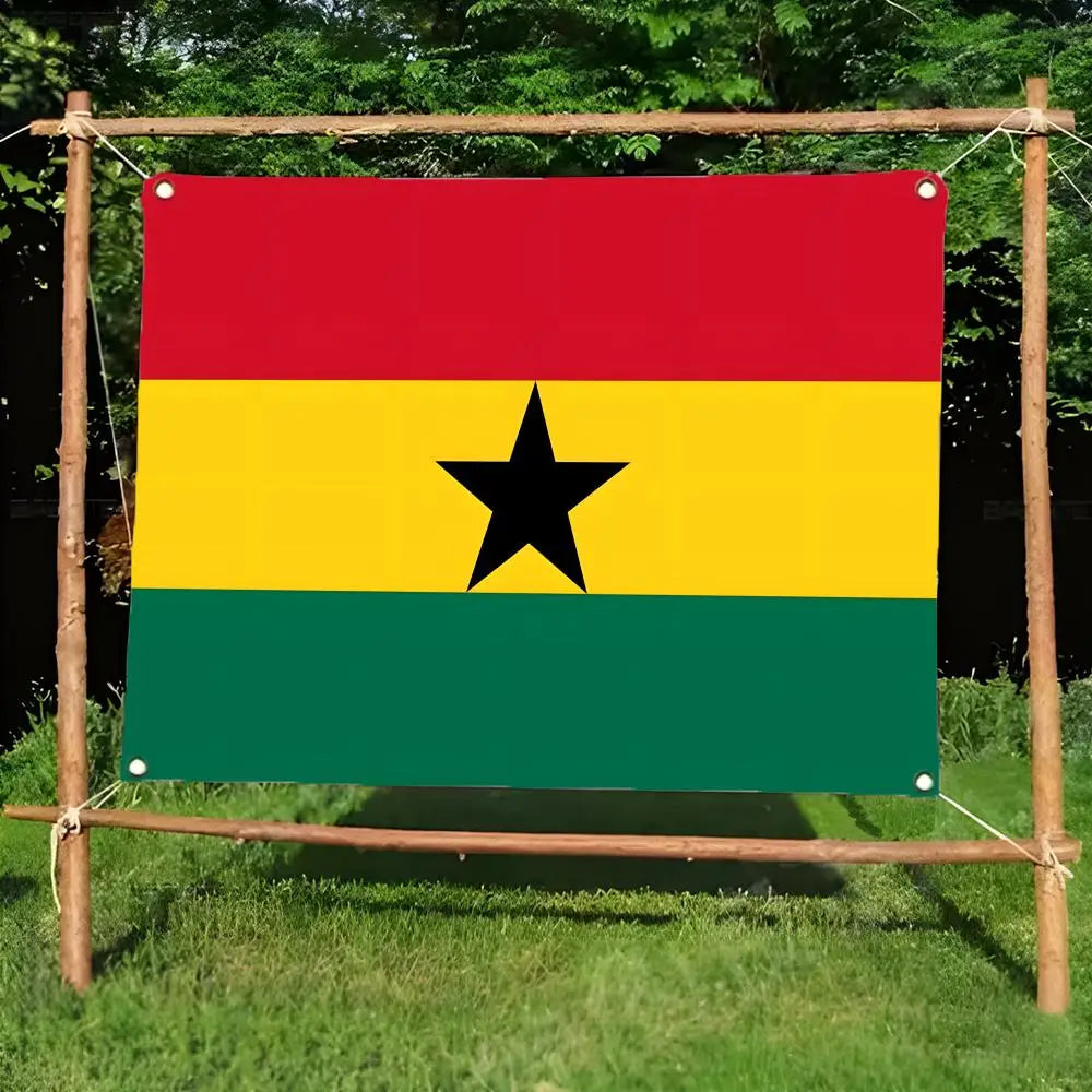 Flag of Ghana Flags Daily four ring borderless design indoor outdoor decor easy hang install
