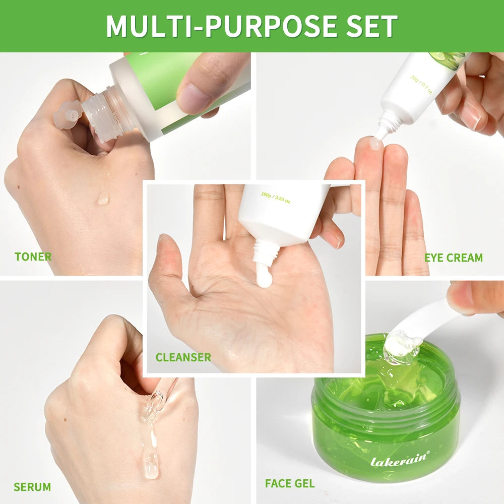 Aloe Vera Skin Care Set Deep Moisturizing Nourishing Face Skin Care Whitening Brightening Smooth Skincare Kit Gift for Woman