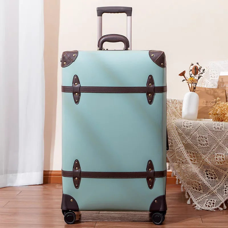 2025 New Vintage Luggage Set 20 inch Boarding Box 28 Inch Large Capacity Suitcase 14'' Cosmetic Case PP+PU Rolling Luggage