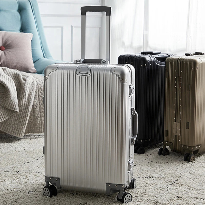 All Aluminum luggage 20/22/24/26/29 inch 100% Aluminium Magnesium Alloy Suitcase Password Trolley Case Cabin Travel Suitcases