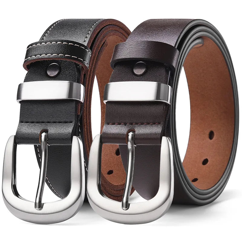 Men's Cowhide Pin Buckle Waistband Plus Size 105-140 150 160 170cm Genuine Leather Retro Belt Handmade Casual Trend Waist Strap