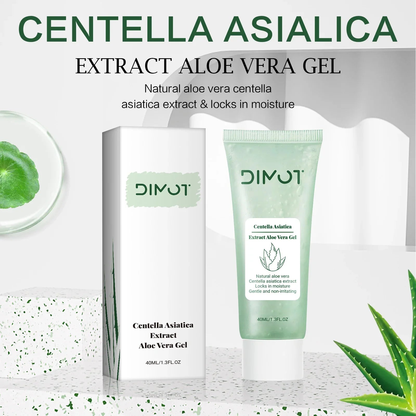 Centella Asiatica & Aloe Vera Gel 40ml Extract Aloe Vera Gel – Hydrate, Soothe
