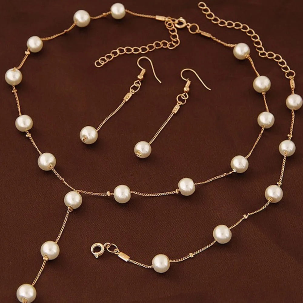 Korea Designer 3pcs set Pearl necklace bracelet earrings set for women Luxury Wedding Bride Exquisite Jewelry Accessories Gift