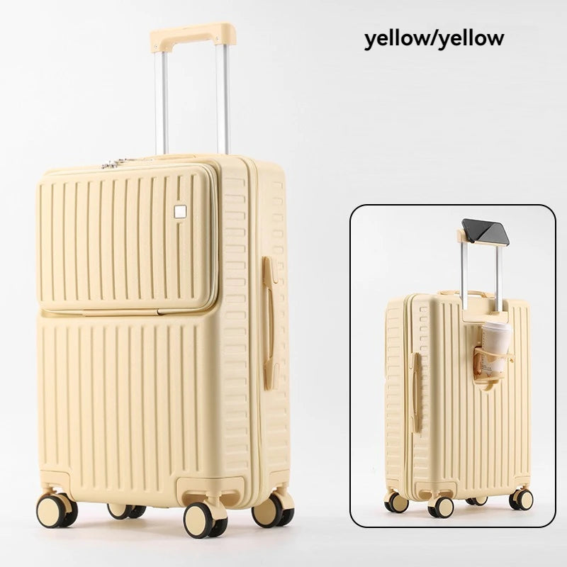 Front opening luggage compartment for men, 20 inch boarding case, travel suitcase for students, 24 inch large capacity, durable