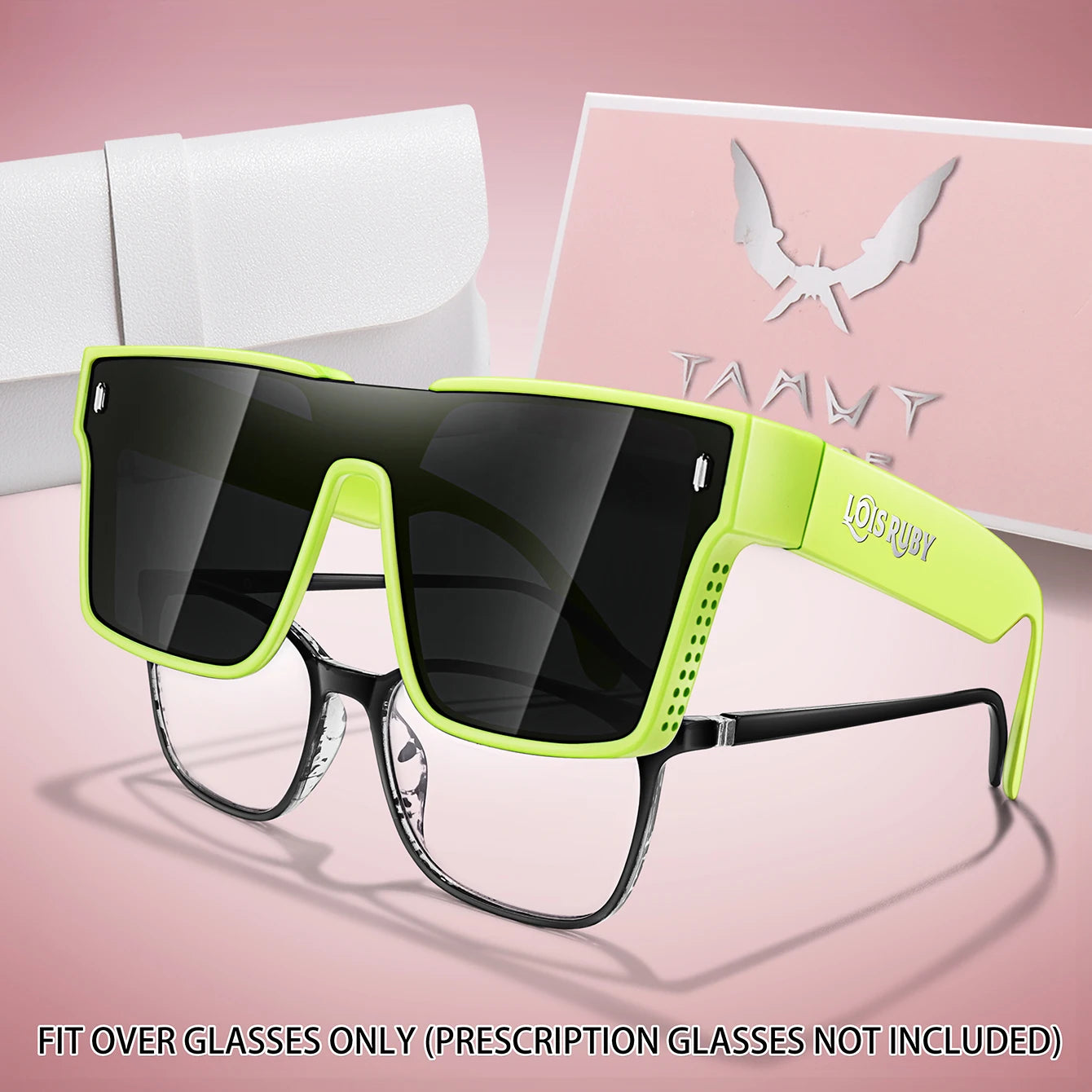 Men's Oversized Square Sunglasses Fit over Lens Myopic Eyeglasses for Prescription Wear Driving Fishing Bicycle Goggles