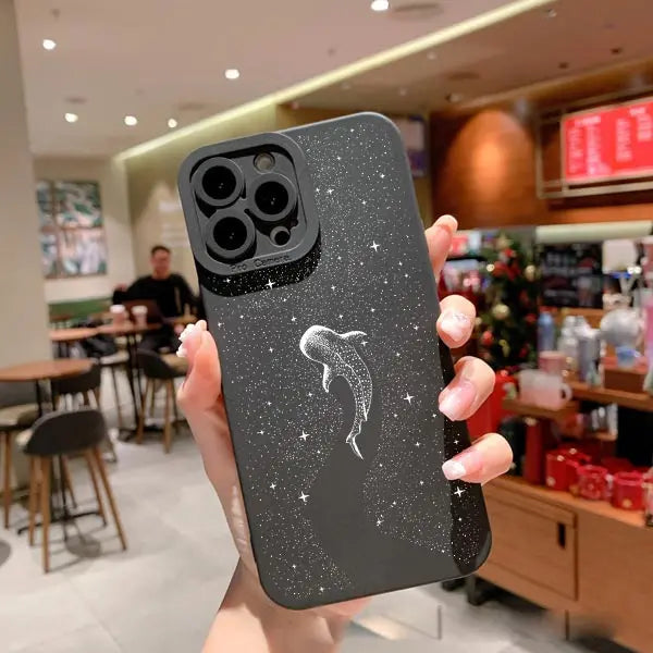 Ocean Animal Cute Dolphin Sea Turtle Dotted Painting Phone Case For iPhone 14 11 12 13 Pro Max 7 8 Plus X XR XS Silicone Covers