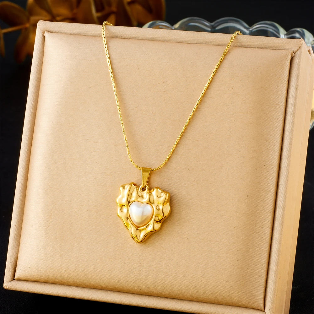 DIEYURO 316 Stainless Steel Golden Minimalist Heart Necklace For Women Fashion Trend Girl Jewelry Valentine's Day Gift Joyas