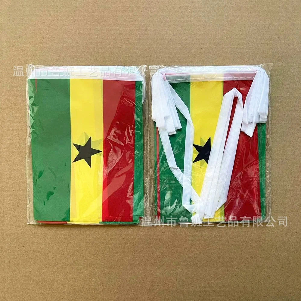 SKY FLAG Ghana bunting flags 14x21cm 20pcs/lot Ghana String flags Pennant Banner for Festival Party decoration
