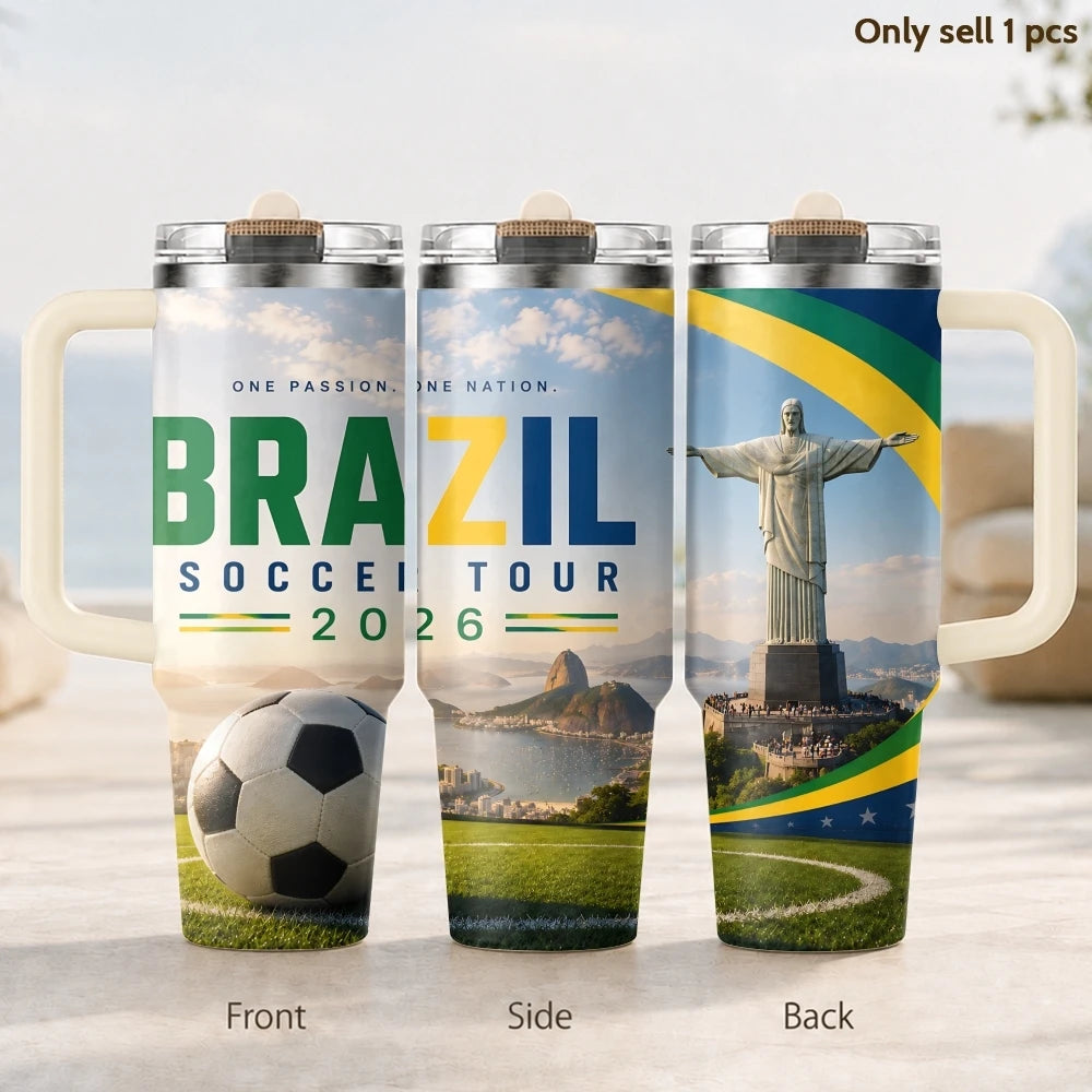 2026 France Football City Design Vacuum Flasks 40oz 3rd Gen Insulated Stainless Steel Tumbler Cup with Handle Straw Lid Gifts