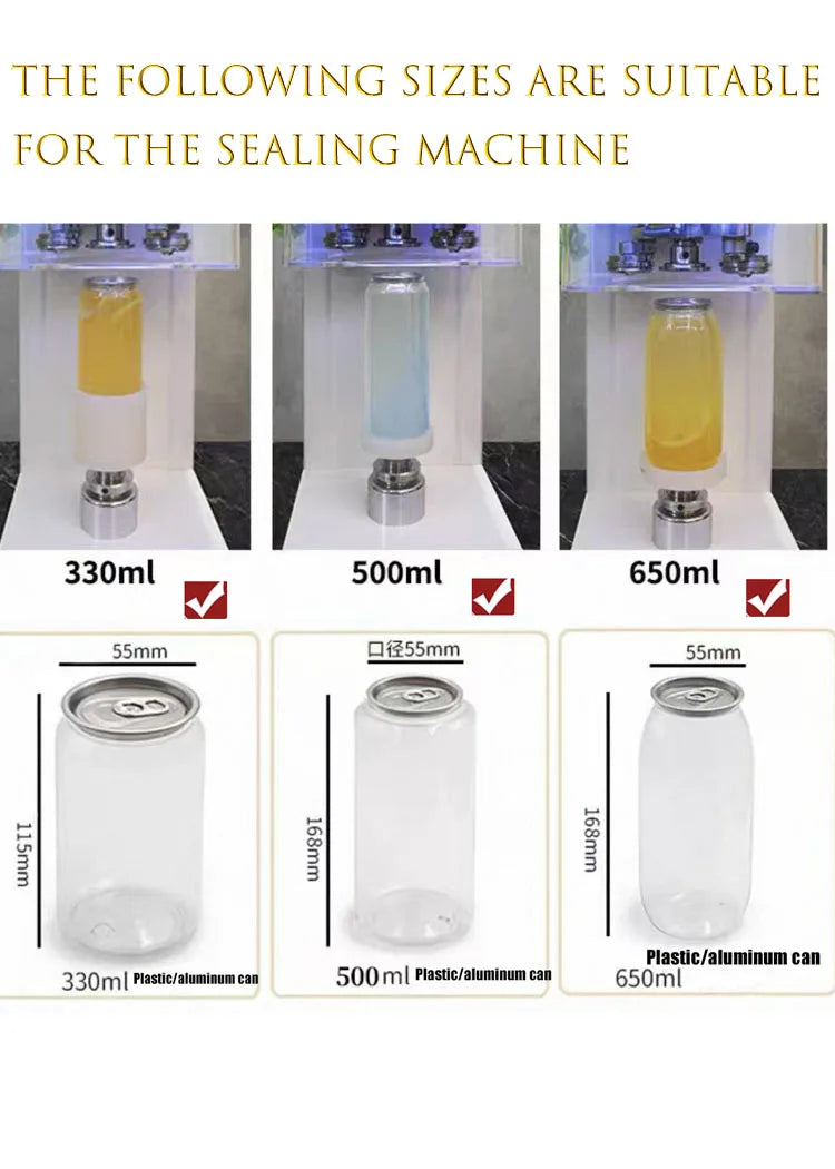 220V/110V Can Sealing Machine, Milk Tea Semi-automa Commercial Plastic Can Beverage can Seamer For 55mm