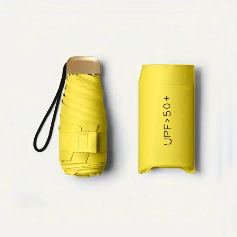 Ultra-Light UV Protection Umbrella - Compact, Foldable Design with Stainless Steel Handle for Sun & Rain, Durable 190T Canopy