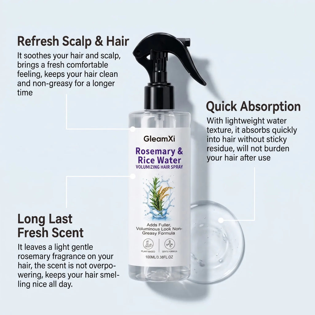 Rosemary Rice Water Volumizing Hair Spray Non Greasy Quick Absorption Smooth Nourish Flat Hair  Softer Smoother-Looking Hai