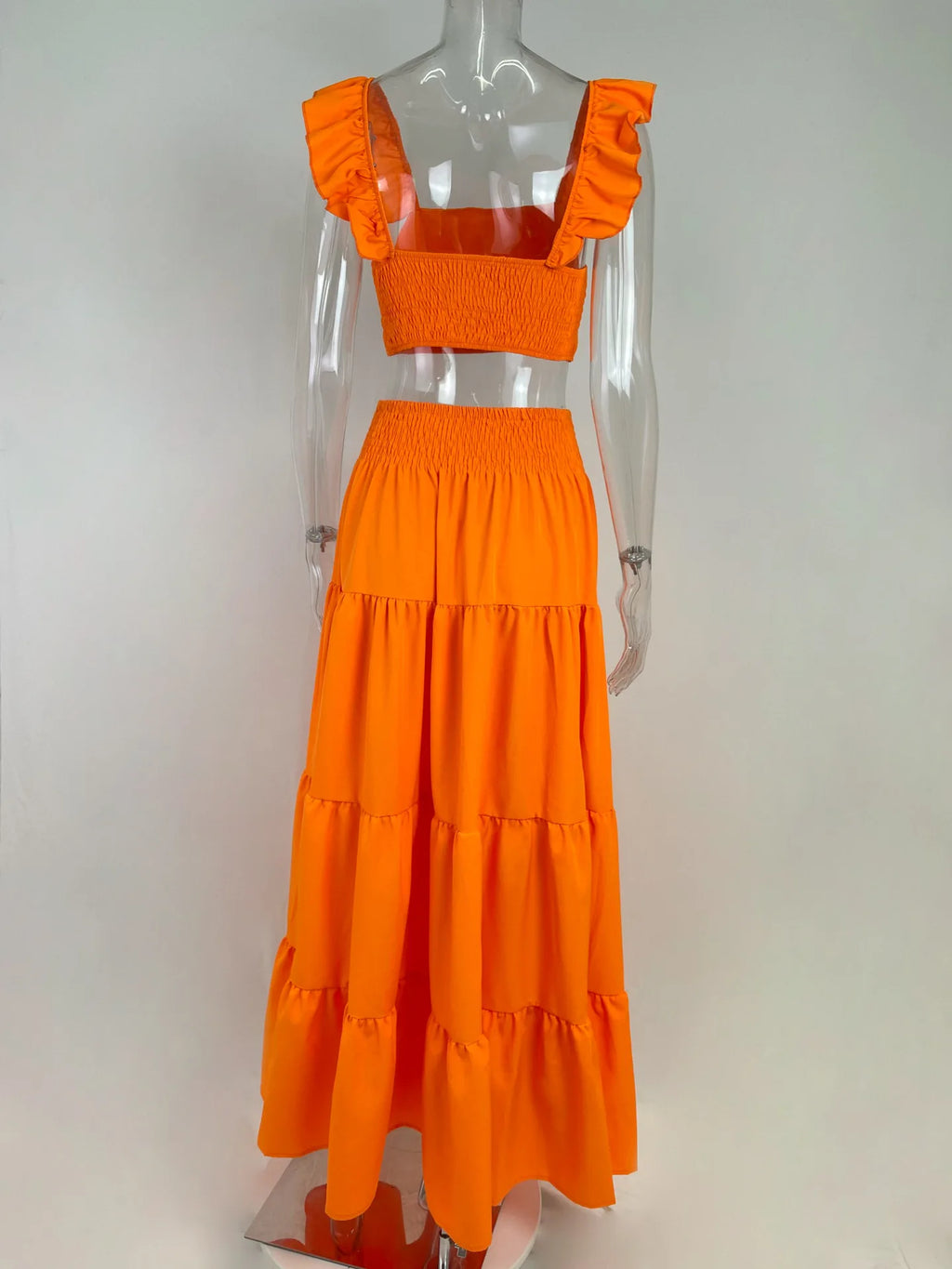 VEITCHE Summer Women Sexy Solid Two Suit Dress Women's Casual Loose Top Maxi Dress 2 Piece Set Female Elegant Holiday Sets