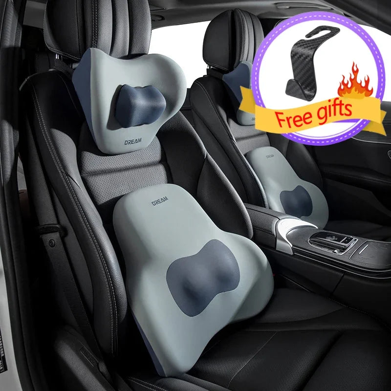 Car Seat Pillow Adjustable Neck Pillow Lumbar Support Pad Breathable Memory Foam Slow Rebound Pillow Universal Lumbar Cushion