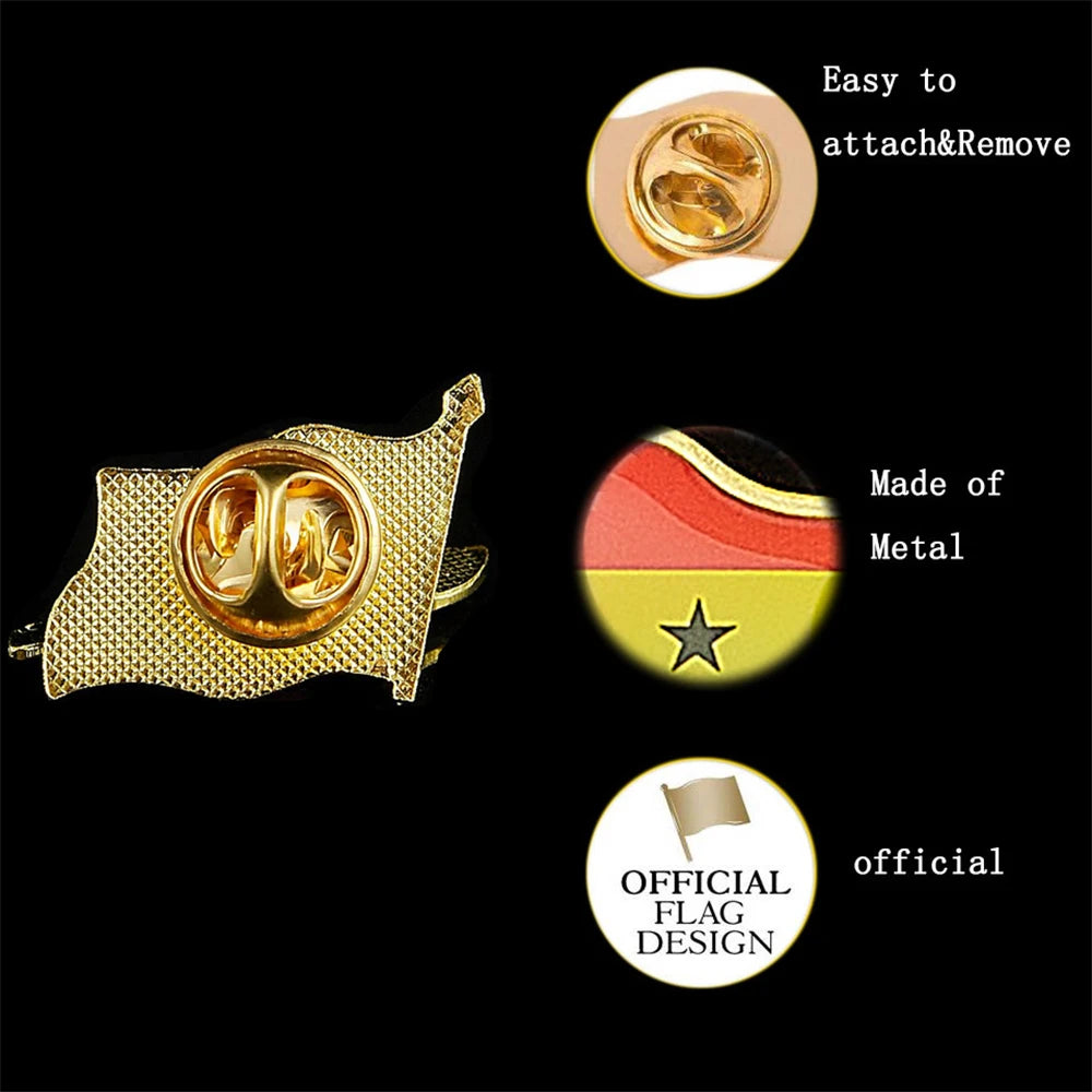 African Country The Republic of Ghana Pin Brooch Waving National Flag Badge Brooch W/ Butterfly Clip Clothes Acessories