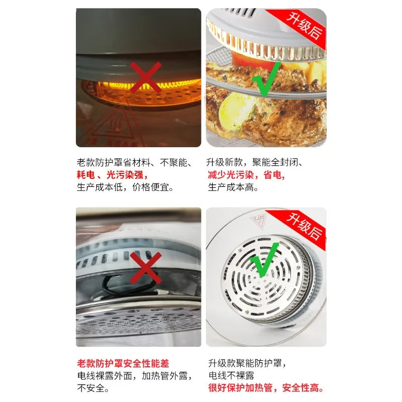 Transparent Air Fryer Oven - 12L Digital Halogen Convection Turbo Flavor Wave with Glass Bowl