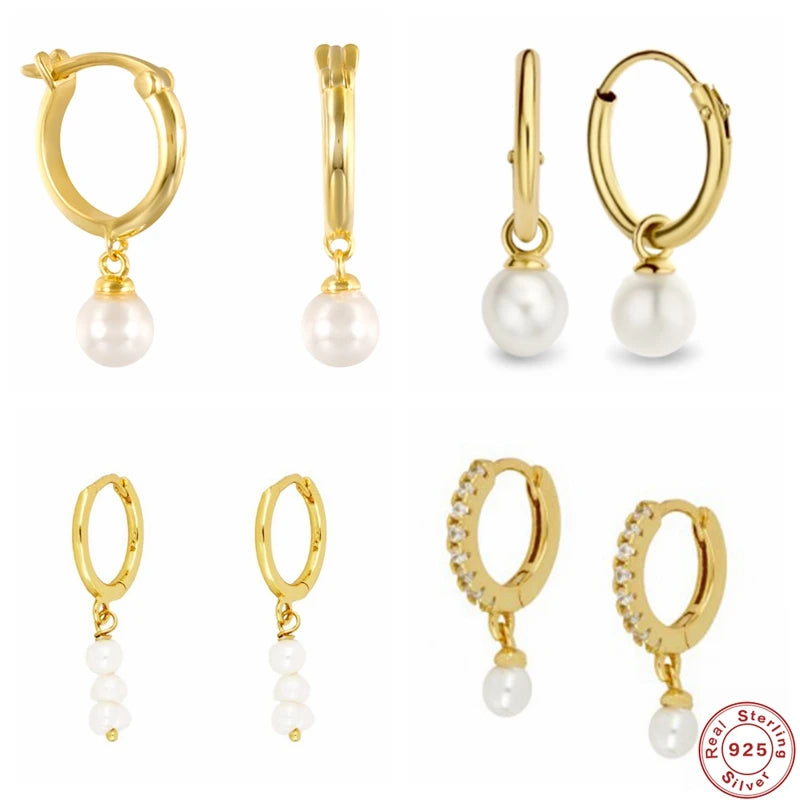 925 Sterling Silver Women's Earrings Korean Pearl Pendant Earrings For Lovers' Anniversary Wedding Gift Fine Earring Brincos