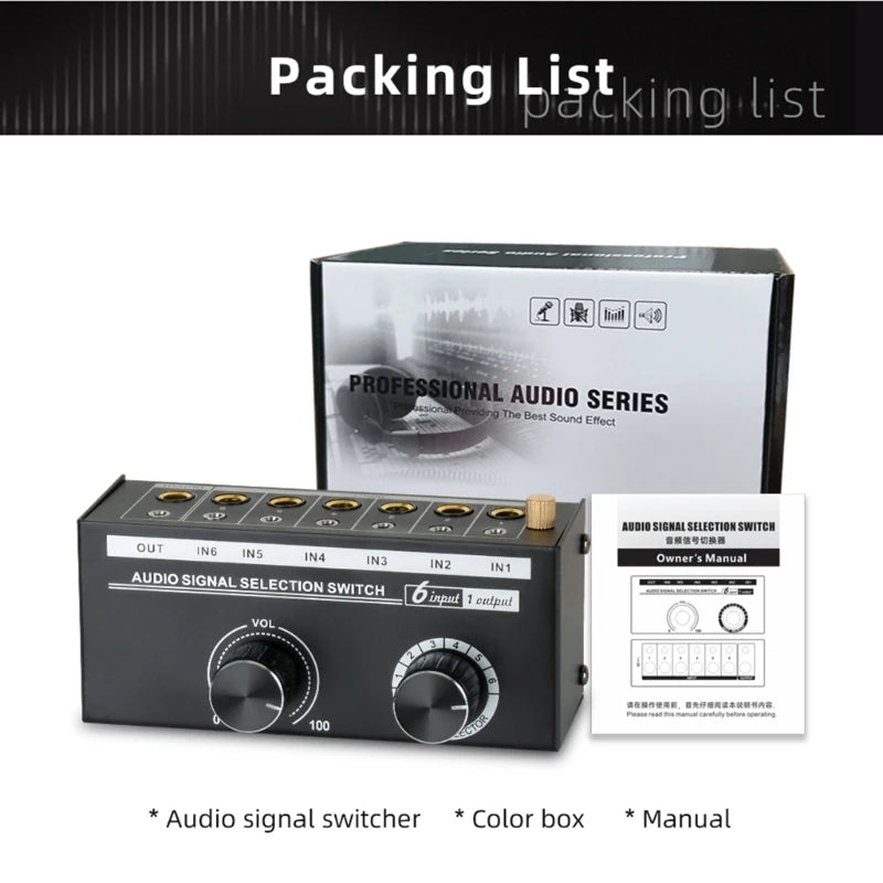 6 In 1Out Audios Signal Selection Switcher Audios Switcher Selector For Seamlessly Sound Quality Effortless Switching