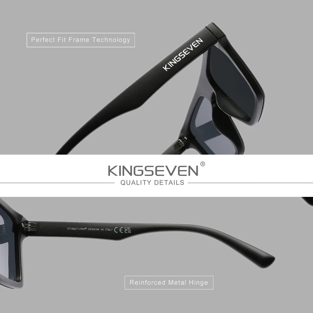 KINGSEVEN Sunglasses Men Women Anti-Glare Polarized UV400 Fashion Glasses Outdoor Diving Rimeless Square Large Eyewear Frames