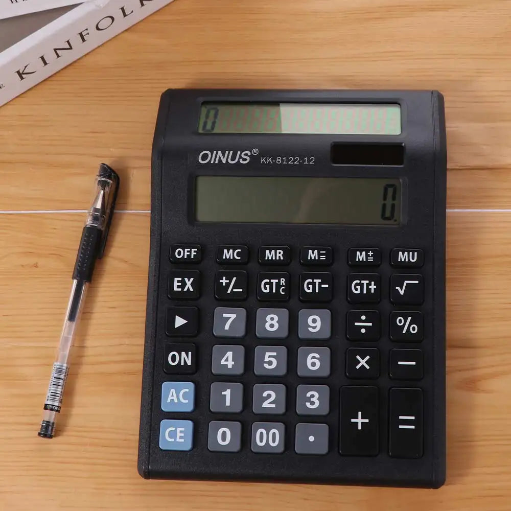 Multifunctional Solar Dual-Screen Calculator Efficient Calculation Stationery 12 Digits Calculator Portable Large Screen Display