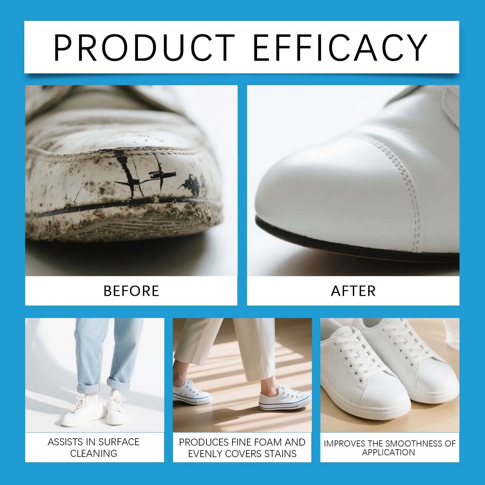 White Shoe Cleaner Cream Sneaker Stain Remover Waterless Cleaning Paste Whitening Repair Polish Leather Canvas Shoe Care 100g