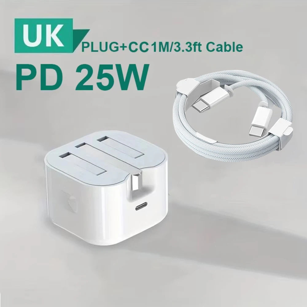 UK USB C Charger For iPhone 15 14 13 Pro QC3.0 Quick Charge PD 25W Type C Fast Charging Travel Wall Charger Power Adapter
