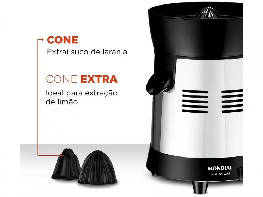 Mondial Turbo Premium E-10 Electric Inox Fruit Juicer 250W Capacity 1L - Bivolt