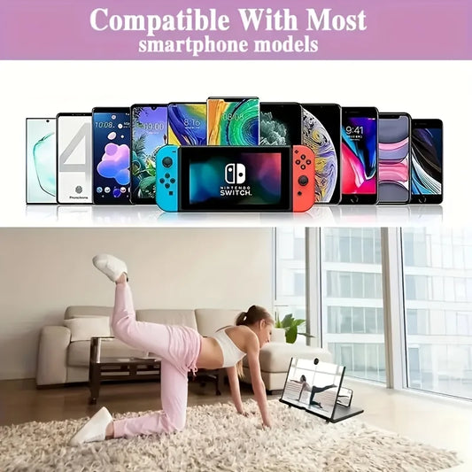 12 Inch Multi Functional HD Mobile Phone Screen Video Magnifier Screen Amplifier for Phone Holder Enlarged Screen Phone Stand
