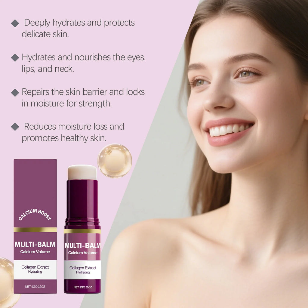 Anti-Aging Balm Calcium Solid Cream Stick Deep Moisturizing Repair Balm for Face Reduce Wrinkles Soothes Dry Skin Daily Skincare