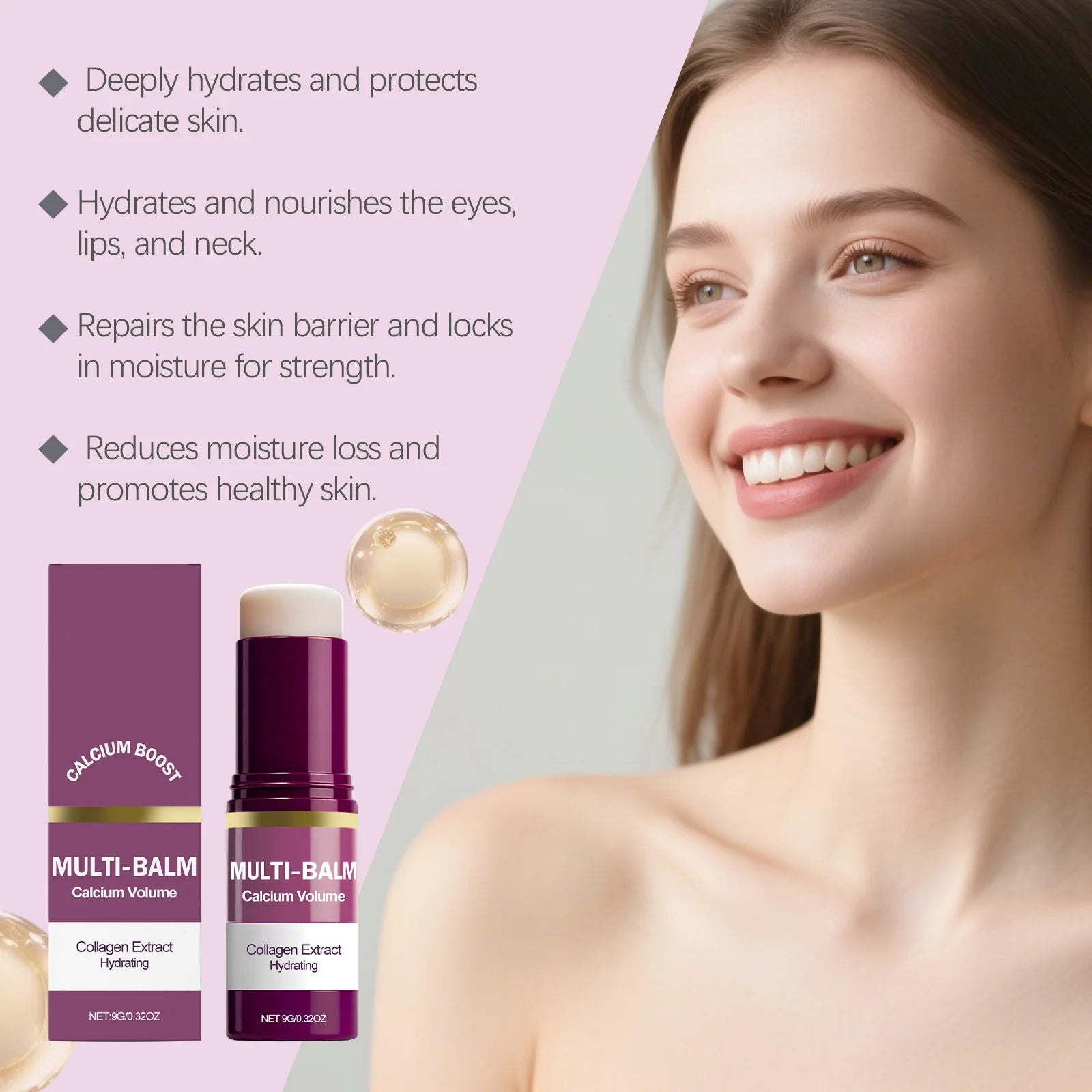 Anti-Aging Balm Calcium Solid Cream Stick Deep Moisturizing Repair Balm for Face Reduce Wrinkles Soothes Dry Skin Daily Skincare