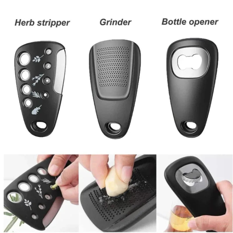 6pcs Kitchen Gadgets Set Cheese Bottle Opener Vegetable Peeler Pizza Cutter Garlic Grinder Herb Stripper Camp Cooking Supplies