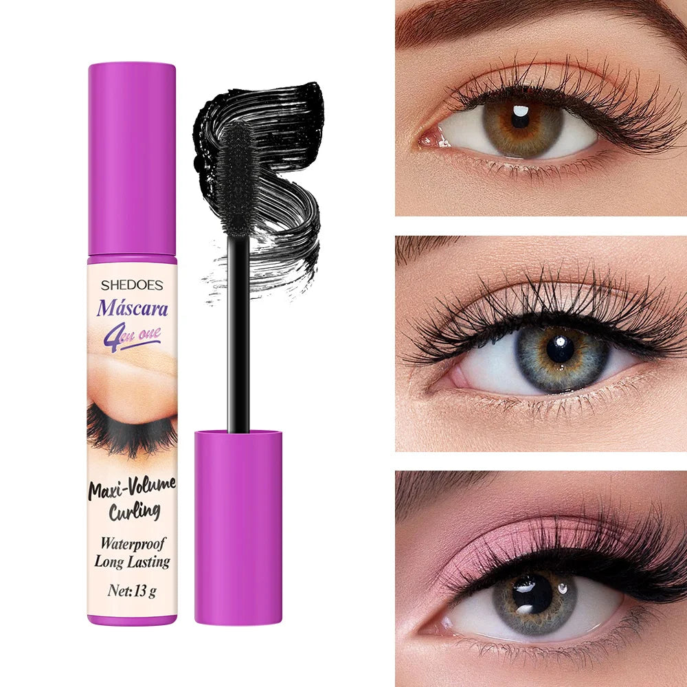 4D mascara is long-lasting, slender, curled and dense, waterproof, sweat-proof and non-smudging.