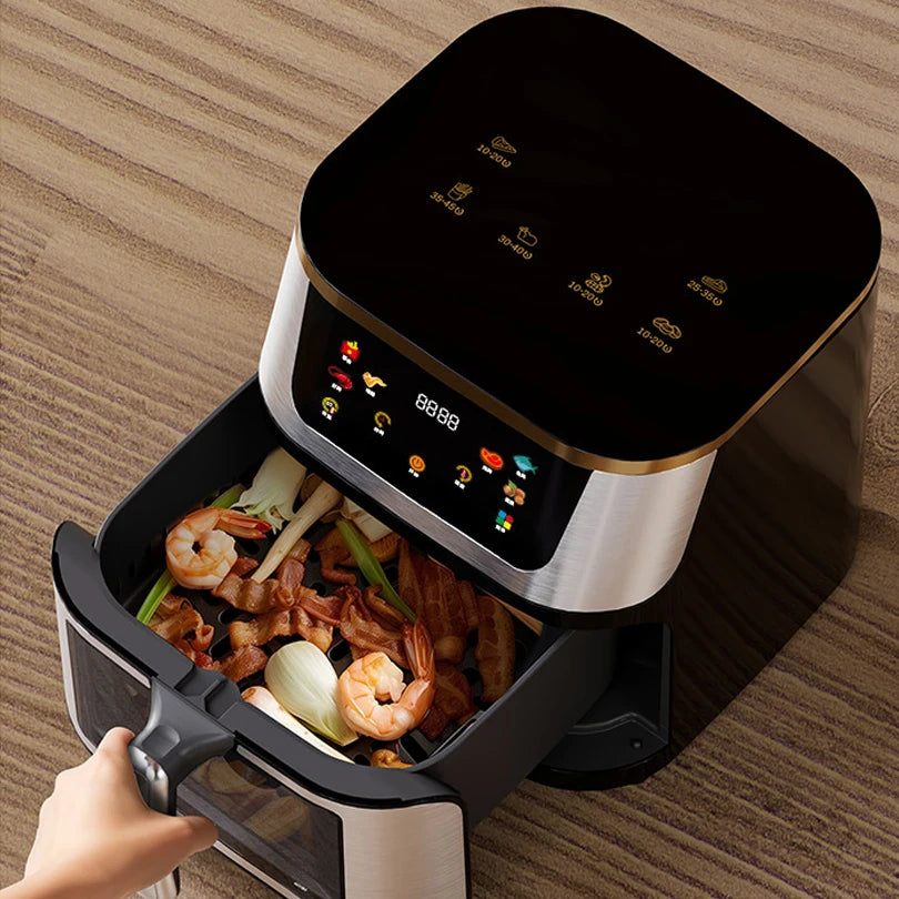 10L Large Capacity Air Fryer Multifunctional Electric Oven with Touch Screen Non-stick Pan Healthy Baking Utensils for Household