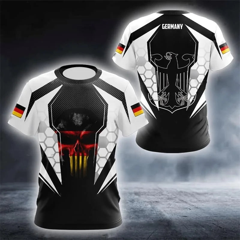 German National Emblem T-Shirt for Mens' Sports Gym T-Shirt Summer Quick Dry Short Sleeves Women Wetsuit Surfing Suit Beachwear