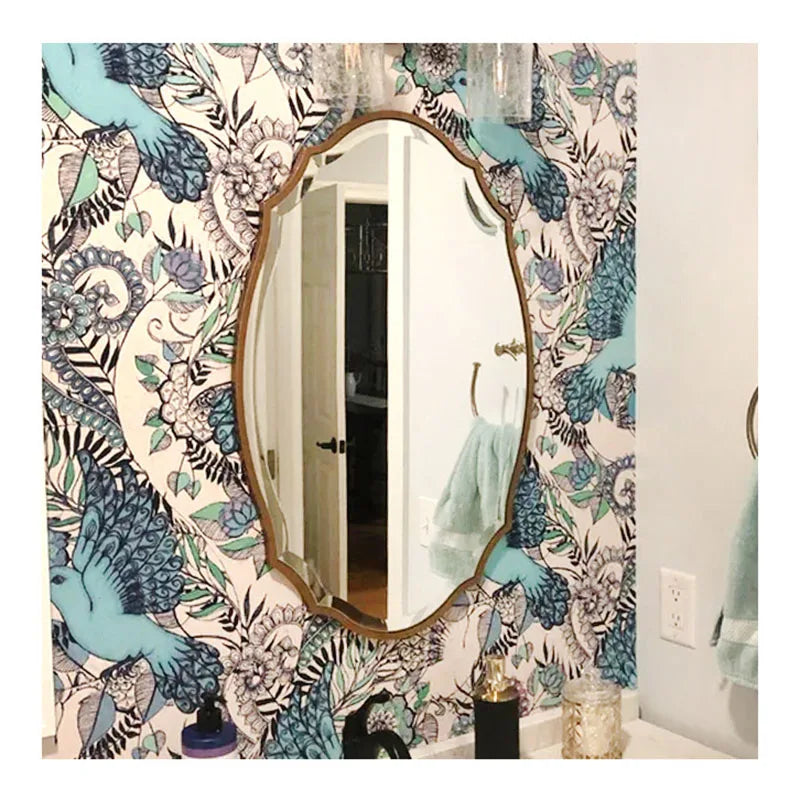 Retro Wall Mounted Bathroom Decorative Mirror French Light Luxury Bathroom Mirrors Hotel Home Furnishings Espejos De Baño