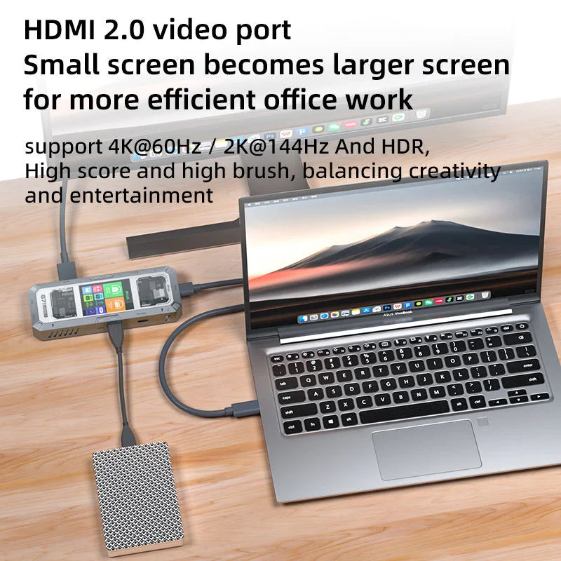 PIVA G71 docking station 7-in-1 docking station 4K high-definition projector adapter converter, multi interface USB 3.0 Gigabit