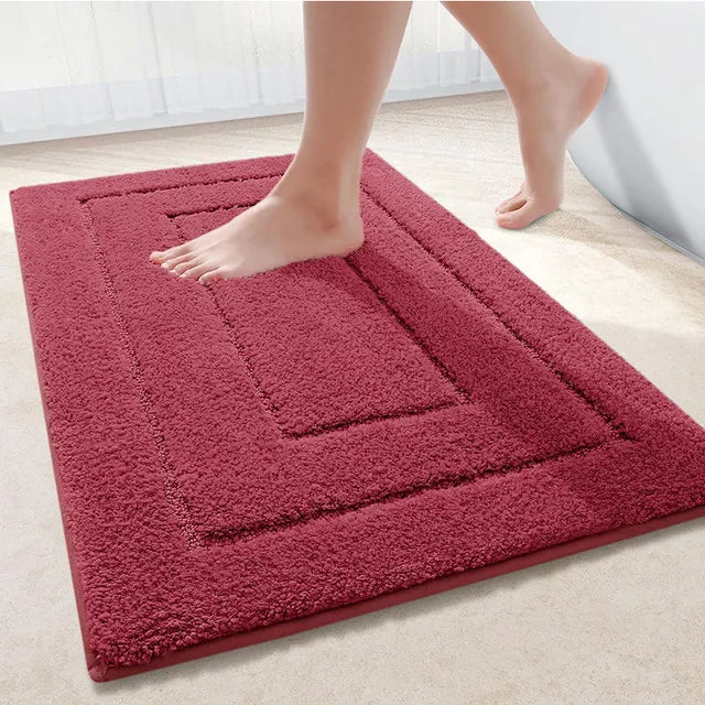 Microfibre Bathroom Rugs Non-Slip Washable Bath Doormat Water Absorbent Resist Dirt Bath Carpet Shower Velveteen Foot Mat