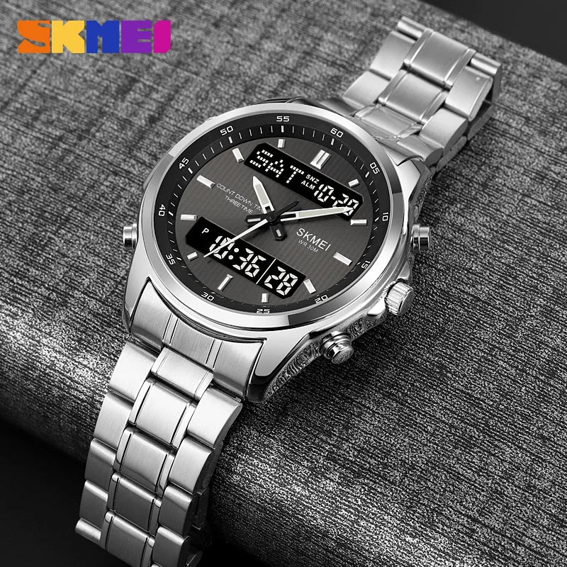 SKMEI 2049 Brand Electronic Watches for Man Fashion Large Dial Wristwatch Luminous Alarm Clock Calendar Casual Men Digital Watch