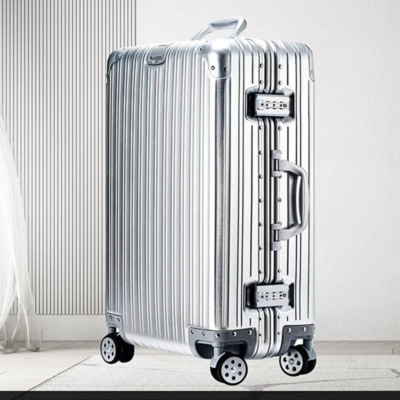 All Aluminum luggage 20/22/24/26/29 inch 100% Aluminium Magnesium Alloy Suitcase Password Trolley Case Cabin Travel Suitcases
