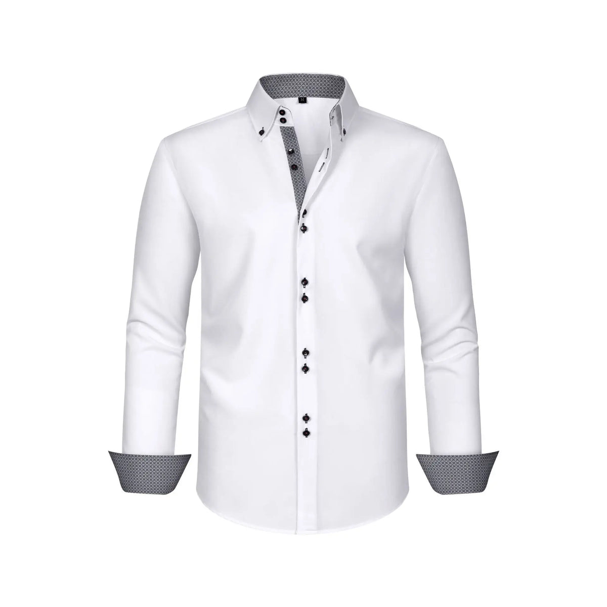 Long Sleeve Casual Shirt For Man Solid Color Patchwork Collar Chic Elegant Double Breasted Men Top Clothing Fashion Streetwear