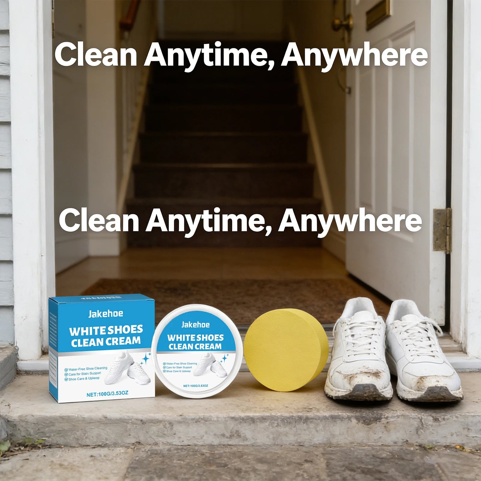 White Shoe Cleaning Cream Remove Yellow Stains Reduce Odor Water-Free Restore Luster Decontamination Specific White Shoe Cleaner