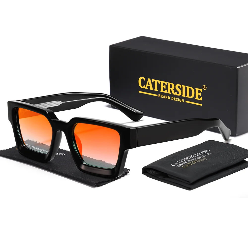 CATERSIDE New Men's Thick Frame Sunglasses Square Frame Gradient Suneyewear Women's Luxury Gift Outdoor Travel Eyewear UV400