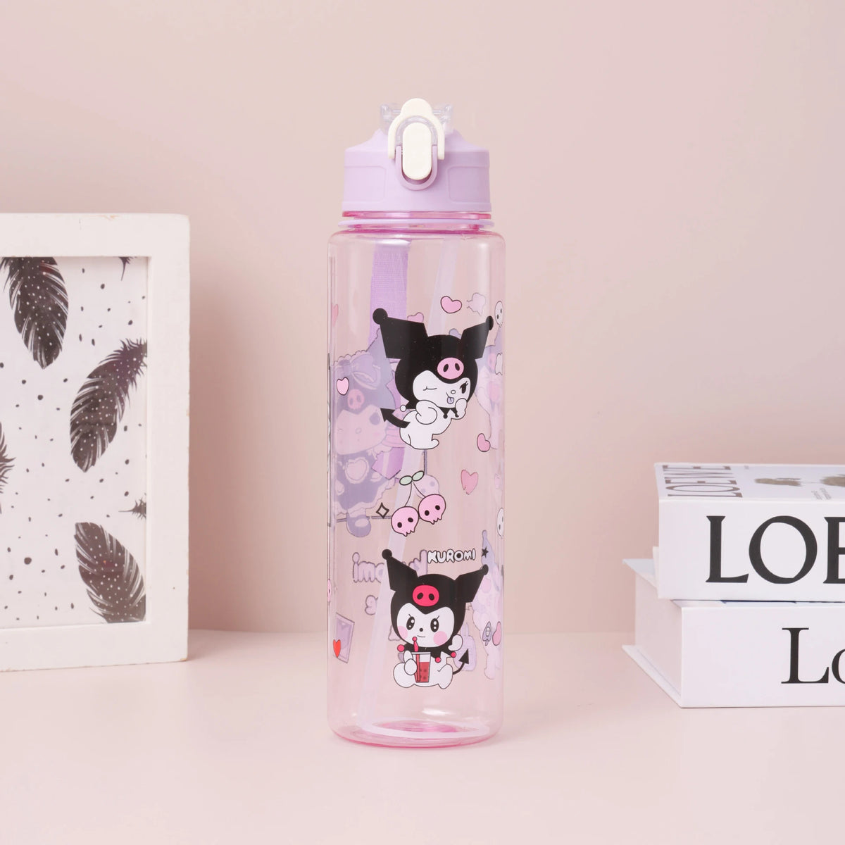 Pink Hello Kitty 800Ml Water Bottle Kuromi Melody Anime Design Large Capacity Pop-Up Straw Leakproof Outdoor Sport Gifts