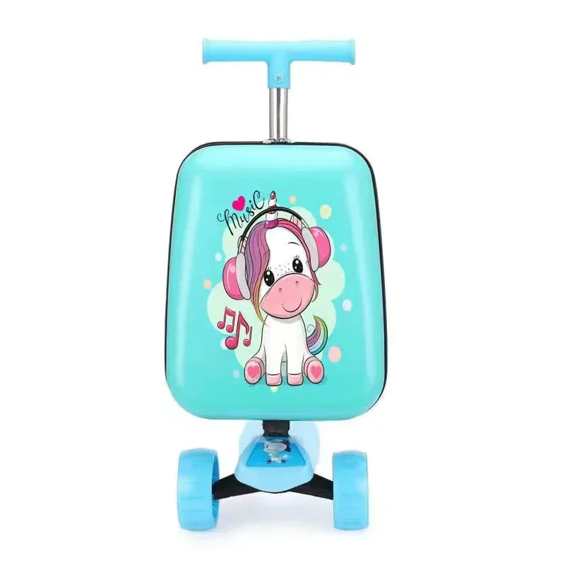 2025 New kids Scooter luggage,skateboard suitcase on wheels,children's gift,Cute Cartoon small trolley case,rolling luggage bag