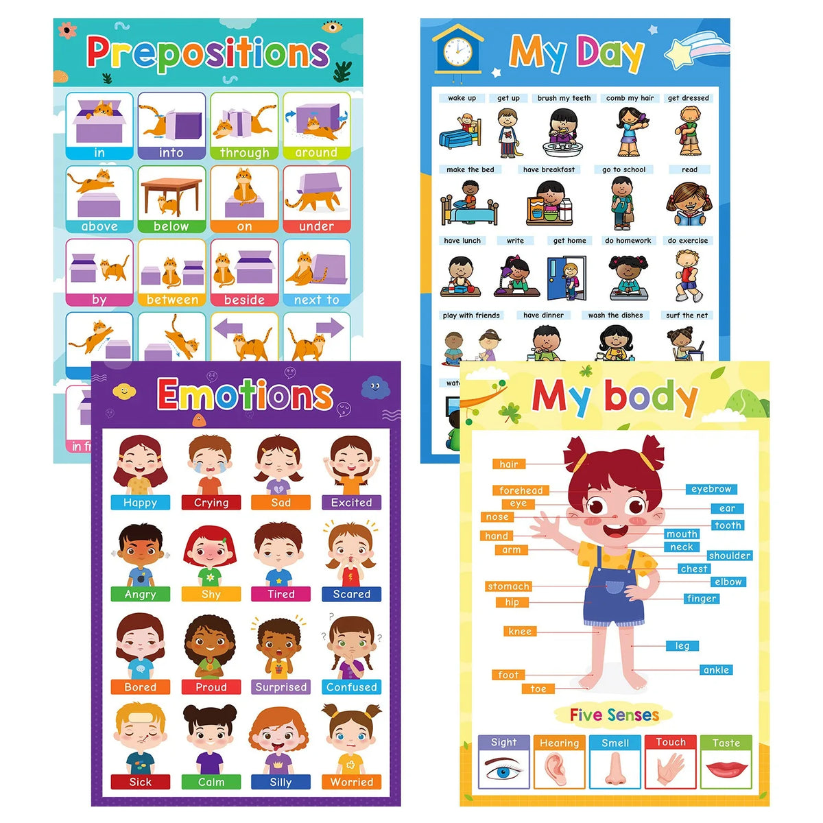 Kids English Learning Posters Educational Chart for Preschool Teacher Teaching Aids Montessori Education Material Big Flashcard